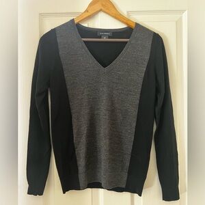 Club Monaco Two-Tone V-Neck Sweater in Black and Charcoal